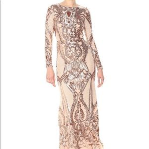 Formal long gold sequin dress